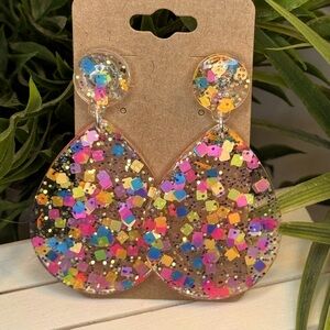 Handmade glitter, acrylic earrings